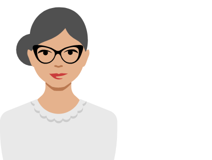 icon of older woman with glasses and hair in bun